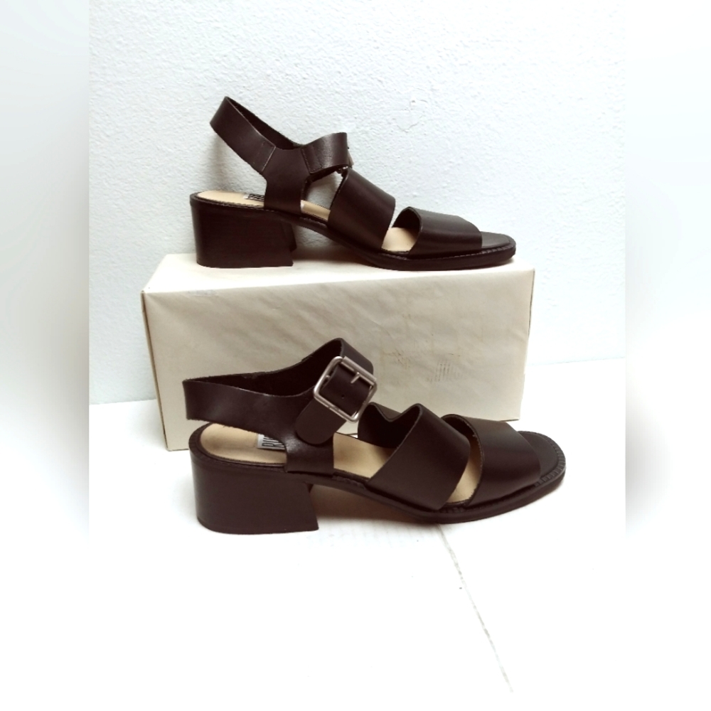 Rush Hour 8B/M Black Slingback Sandal Genuine Leather Chunky Heel Y2K